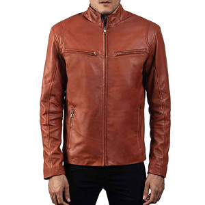 Veste en cuir pour hommes pour l'automne et l'hiver Tissu léger et de haute qualité Top tendance pour hommes Meilleures ventes de vestes de motard en cuir - Product Image 4