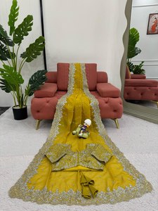 Haute Qualité Lourd Tibby Soie Designer Fil Sequin Travail Saree En Vrac En Gros Comprend Mono Benglori Blouse pour Les Occasions De Fête - Product Image 6
