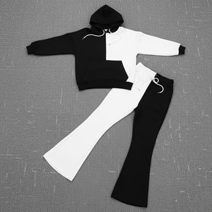 Survêtement de qualité supérieure avec logo brodé personnalisé, streetwear d'hiver pour femmes, sweat-shirt ample, pantalon baggy, 100% coton, couleur unie, respirant - Product Image 5