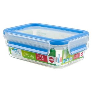 Emsa Contenant alimentaire transparent bleu de 550 ml avec fermeture à clip Modèle 508538 - Product Image 1