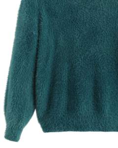 Pull en tricot moelleux bleu sarcelle pour femmes, manches longues, doux, chaud, pull d'hiver confortable, texturé, décontracté, haut tendance pour femmes - Product Image 5