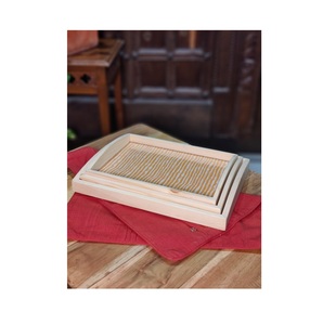 Plateau de service en bois thé fruits avec manteau en cuir haute qualité Standard pour hôtel maison Restaurant dîner plateau de service Offre Spéciale - Product Image 3