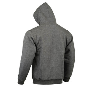 เสื้อฮู้ดซิปผ้าฝ้ายถักแบบกำหนดเอง น้ำหนัก 300 กรัม สำหรับผู้ชายไซส์ใหญ่ ระบายอากาศได้ดี สีเทา ผ้าฝ้าย 100% - Product Image 3