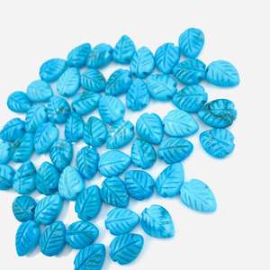 Forma de hoja turquesa tallada Briolette 9x6,9mm Piedra preciosa suelta natural para la fabricación de joyas - Product Image 4