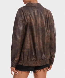 Veste surdimensionnée en faux cuir à manches longues pour femmes pour l'hiver manteau de motard de moto à la mode pour les voyages et les tenues décontractées - Product Image 4