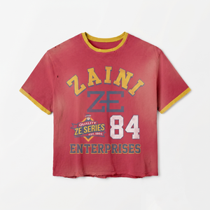 230 GSM Premium Cotton Eco-Friendly Oversized Men's T Shirt Vintage Washed <b>Red</b> Distressed Private Label Tee - Product Image 1