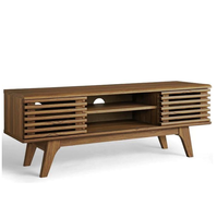 Meuble TV réglable en bois massif style ferme avec rangement pour téléviseurs de 60 à 64 pouces, idéal pour salon et chambre
