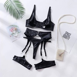 Soutien-gorge à armatures et <span class=keywords><strong>string</strong></span> harnais avec jarretelles détachables-Ensemble breveté de style dominatrice - Product Image 5