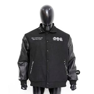 Custom logo wholesale made Men's Patchwork Casual Streetwear Style Pu <b>Leather</b> <b>long</b> Sleeve Letter Embroidered manufacturer <b>jacket</b> - Product Image 1