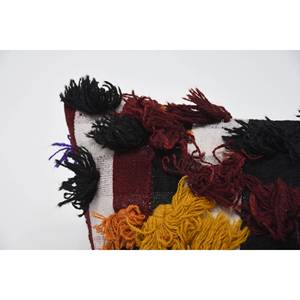 Coussin de laine carré Macramé multicolore 24x24 pouces Coussin de patchwork à motif vintage Coussin décoratif tissé - Product Image 2