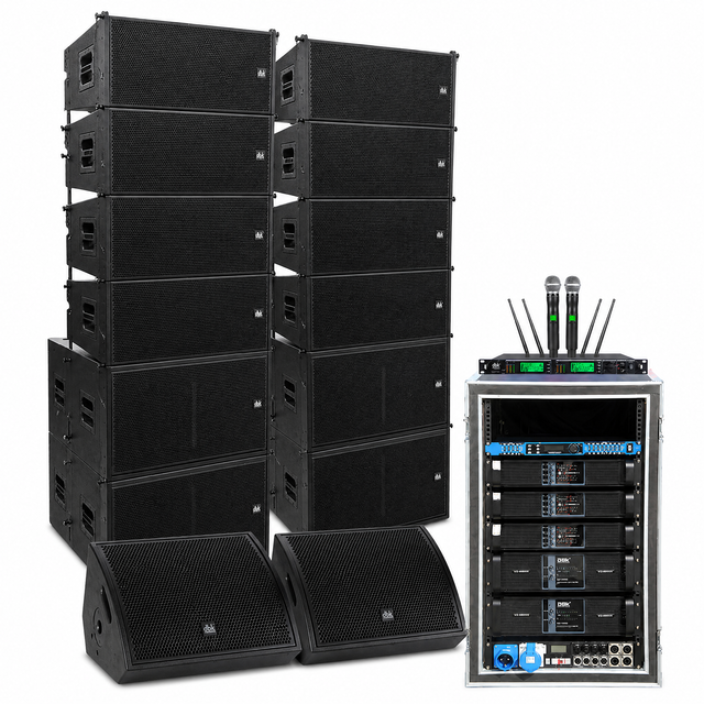 DBK LS2210 10 Inch Line Array Speaker with 18 Inch Subwoofer Complete Stage PA System for Church Wedding Live Show