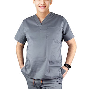 Uniformes de Hospital antiretráctiles para hombre, ropa blanca de alta calidad, de manga corta, fácil de mover, con cuello en V - Product Image 6