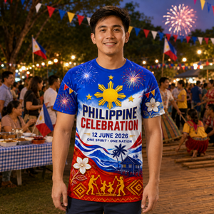 T-shirt personnalisé pour la fête de l'indépendance des Philippines, 12 juin, célébration nationale, festival culturel, t-shirt à sublimation intégrale avec drapeau - Product Image 1