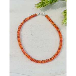 Southwest Handmade Spiny Oyster & Sterling <b>Silver</b> Beaded <b>Choker</b> Necklace with Coral for Gift - Product Image 1