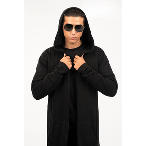 Sudadera con capucha con cremallera larga XL personalizada para hombre, forro de terciopelo de poliéster/algodón pesado para manga, impermeable, otoño - Product Image 1