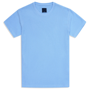 100% algodón tejido básico cielo textura cuello redondo Camiseta alta calidad sólido transpirable ecológico Logo Casual en blanco para hombres - Product Image 1