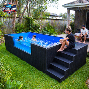 Reinforced Steel <b>Frame</b> Support Above Ground Pool with WPC Decoration Prefabricated Fiberglass Swimming Pool - Product Image 1