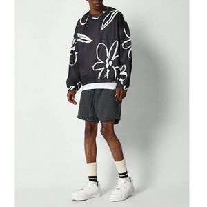 Sweat-shirt à capuche en molleton de coton polyester de haute qualité avec logo personnalisé, motif floral surdimensionné, pull-over - Product Image 4