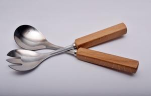 Ensemble de couverts à salade en métal doré de luxe avec poignée en marbre, ustensile de service élégant, vaisselle de cuisine, cadeau - Product Image 2