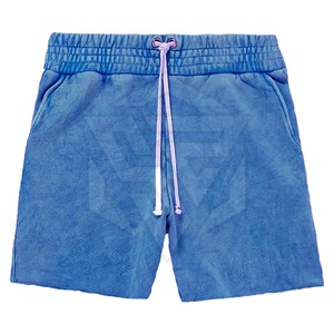 Shorts vintage délavés à l'acide pour hommes, polyester/coton délavé, motif personnalisé, look tendance, bord brut, design uni, teinture unie - Product Image 5