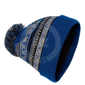 Vente en gros de bonnet chaud d'hiver en tricot jacquard multicolore blanc à la mode avec logo personnalisé - Product Image 3