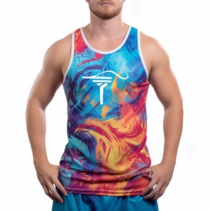 เสื้อกล้ามรัดรูปของผู้ชายเสื้อกล้ามระบายอากาศได้ดีแห้งเร็ว OEM - Product Image 3