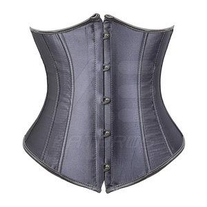 Women Under Bust Corset Satin Firm <b>Control</b> Shapewear Hook-and-Eye Design <b>Tummy</b> <b>Control</b> Daily Wear - Product Image 1