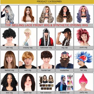 <span class=keywords><strong>Perruque</strong></span> synthétique longue ondulée colorée pour le Mardi Gras (violet, jaune, vert) pour femmes et filles, résistante à la chaleur, avec bonnet en maille élastique pour le cosplay - Product Image 6