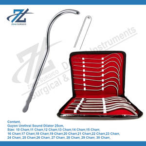 Guyon Urethral Sound Dilator Set Basic <b>Surgical</b> <b>Instruments</b> 25cm 26 Charr Manual Stainless Steel Class II Manufactured Pakistan - Product Image 2