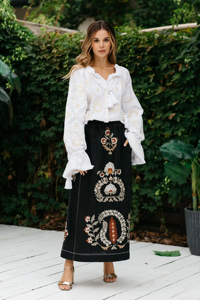 Conjunto de falda superior de punto de algodón de dos piezas de moda elegante en varios colores indios para ropa de fiesta informal - Product Image 4