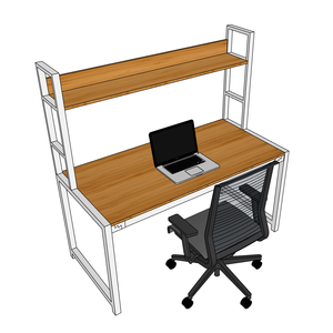 Adjustable Bamboo Office <b>Desk</b> with <b>Shelf</b> 70x148x150cm BFFB003 for Home Office - Product Image 3