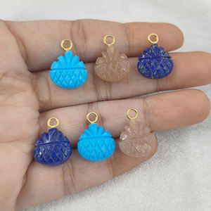 Colgante de talla de piña de piedra lunar de melocotón Colgante de Piedra Natural hecho a mano para fabricación de joyas - Product Image 6