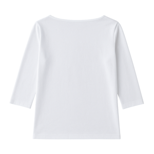 <b>Women</b> <b>White</b> 3/4 Sleeve Boat Neck <b>T</b> <b>Shirt</b> 100% Luxury Organic Cotton Pre Shrunk GOTS Certified Premium Soft Classic Fit Tee - Product Image 2