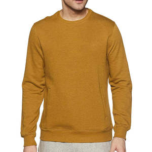 Sweat-shirt à col rond pour homme en coton de haute qualité, personnalisé avec un logo imprimé, noir uni, OEM, pas cher - Product Image 1