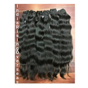 Extensiones de cabello humano natural indio ondulado, extensiones de cabello Remy Virgen sin procesar suave, cutícula completa, cabello humano natural dibujado Doble - Product Image 2