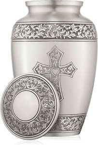 Urnes en métal à gravure croisée Urnes en laiton doré argenté et en acier inoxydable Urnes en métal pour cendres Urnes en fonte d'aluminium et urnes en laiton - Product Image 6