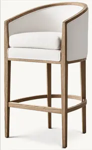 BM030 Modern Design Wood Barstool Linen Fabric Counter Stool For Kitchen