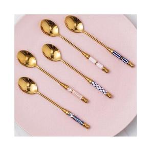 Modern Luxury Design Metal Dessert Scoop <b>small</b> Head <b>Mirror</b> Polish Mini Silver Gold Stainless Steel Coffee Stirrer Spoon - Product Image 3