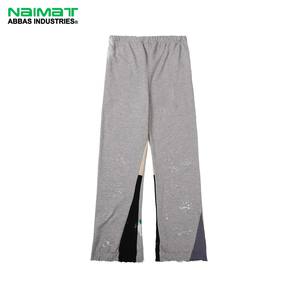 Pantalones de chándal informales para hombre, pantalones de chándal acampanados apilados de alta calidad personalizados, cintura elástica de retazos, tela holgada hecha - Product Image 3