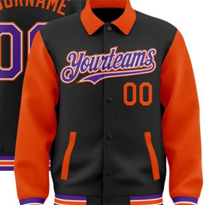 Chaqueta Byron personalizada de dos tonos, negra, morada, naranja, con botones cubiertos, cuello mandarín, con capucha, transpirable, algodón/Lana, logotipo en la parte delantera - Product Image 6