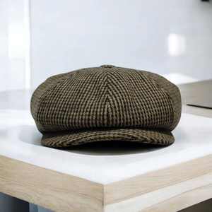 Wool Winter <b>Flat</b> <b>Cap</b> Button Warm Vintage Style Unisex <b>Hat</b> High Quality Adjustable Custom Logo Private Label OEM ODM Wholesale - Product Image 1