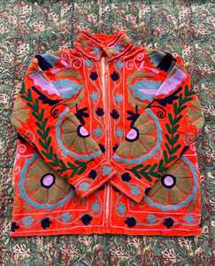 Most Trending Handmade Suzani Embroidery <b>Velvet</b> Winter Jacket Women Short Suzani Jacket Free Size Short <b>Quilted</b> Jacket - Product Image 1