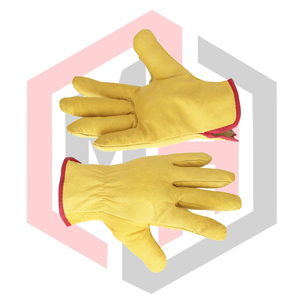 Yellow Leather Grain Texture Breathable <b>Silicone</b>-Free Customizable Length Heavy-Duty Driver <b>Gloves</b> for Outdoor Gardening Safety - Product Image 6