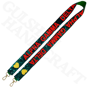 Gamma Phi Beta Sequin Heart Strap Correa de monedero de hermandad con cuentas Rosas y blancas para el día del juego, la vida griega y los regalos del Día de la oferta - Product Image 5