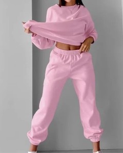 Premium Quality Breathable 2 Piece Set Top Trending Stylish Women's Tracksuits 100% Cotton Wholesale Sweat Suits - Product Image 3