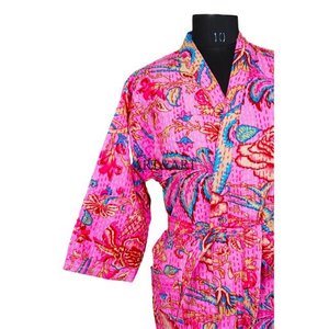 Peignoir Kimono Kantha de Luxe de Qualité Supérieure pour Femme – Vêtement de Nuit Long Fait Main Très Vendu – Robe Kimono Premium - Product Image 4