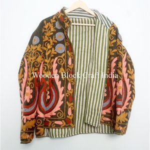 Chaqueta Acolchada con Bordado Elegante, Talla Única para Mujer, Estilo Bohemio Único, Hecha a Mano con Algodón, para Invierno, Festivales, con Cinturón, Excelente Regalo para Mujer - Product Image 4