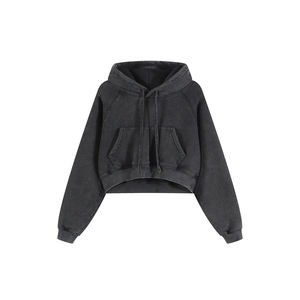 Sudadera con capucha recortada lavada con nieve para mujer, sudaderas con capucha en blanco de lana pesada personalizadas, ropa informal de algodón de alta calidad, sudaderas con capucha - Product Image 1