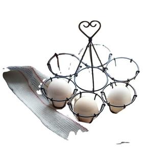 Porte-œufs moderne à double support de haute qualité en métal et en bois écologique pour la maison ou la cuisine - Product Image 4