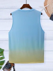 Camiseta sin mangas deportiva de verano para hombre, camiseta sin mangas de sublimación de secado rápido con cuello en U, camiseta sin mangas de tela acanalada para hombre, camiseta sin mangas para Fitness al aire libre - Product Image 2